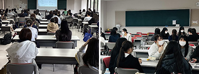 意見交換場面／体位を整える指導場面写真